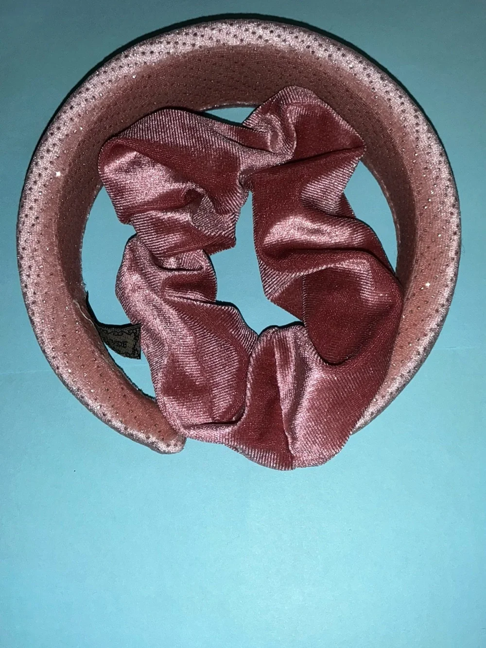 Pink Velvet Scrunchie and Brand Handmade Headband